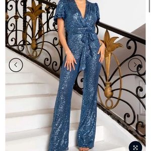 Faeriesty Blue Sequin Jumpsuit